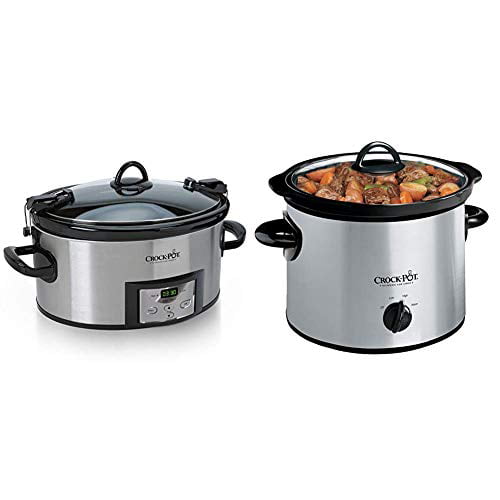6-Quart Cook Carry Digital Slow Cooker with Heat Saver Stoneware Stainless Steel